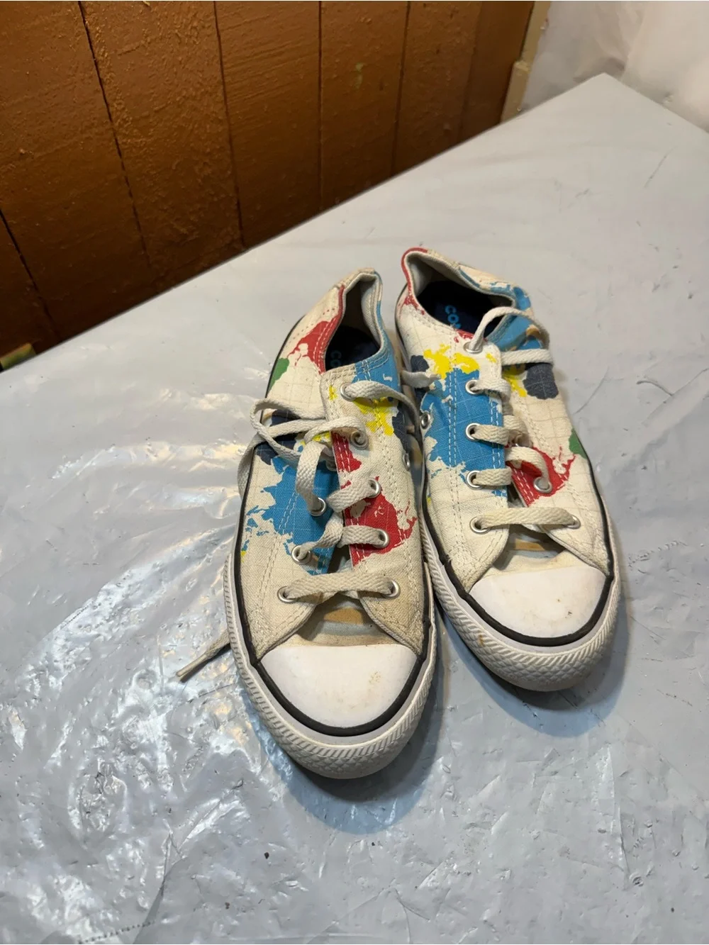 Converse All Star World Map print colorful sneakers Lace Up Shoes size 4
